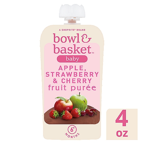 Bowl & Basket Baby Apple, Strawberry & Cherry Fruit Purée, 4 oz