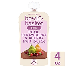 Bowl & Basket Baby Pear, Strawberry & Cherry Fruit Purée, 4 oz