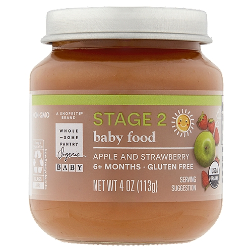 Wholesome Pantry Organic Apple and Strawberry Baby Food, Stage 2, 6+ Months, 4 oz