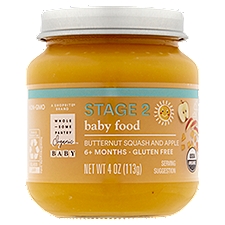 Wholesome Pantry Organic Butternut Squash and Apple Baby Food, Stage 2, 6+ Months, 4 oz, 4 Ounce