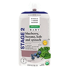 Wholesome Pantry Organic Blueberry Banana Kale and Spinach Baby Food Stage 2 6+ months, Baby Food, 4 Ounce