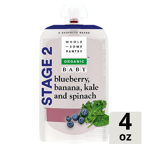 Wholesome Pantry Organic Blueberry, Banana, Kale and Spinach Baby Food, Stage 2, 6+ Months, 4 oz