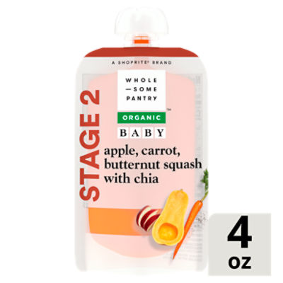 Wholesome Pantry Organic Apple, Carrot, Butternut Squash Chia Baby Food, Stage 2, 6+ months, 4 oz, 4 Ounce