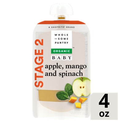 Wholesome Pantry Organic Apple, Mango and Spinach Baby Food, Stage 2, 6+ Months, 4 oz, 4 Ounce