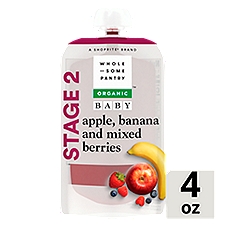 Wholesome Pantry Organic Apple, Banana and Mixed Berries Baby Food, Stage 2, 6+ Months, 4 oz