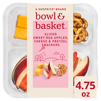 Bowl & Basket Sliced Sweet Red Apples, Cheese & Pretzel Snackers, 4.75 oz, 4.75 Ounce