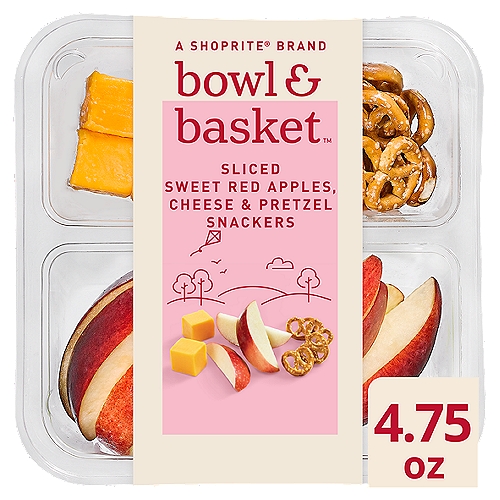 Bowl & Basket Sliced Sweet Red Apples, Cheese & Pretzel Snackers, 4.75 oz