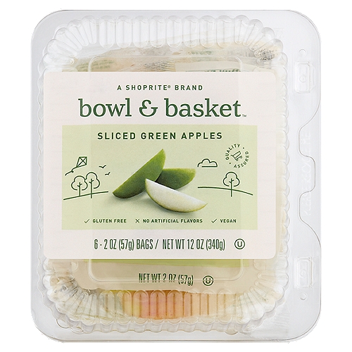 Bowl & Basket Sliced Green Apples, 2 oz, 6 count