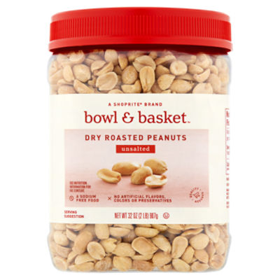 Bowl & Basket Unsalted Dry Roasted Peanuts, 32 oz