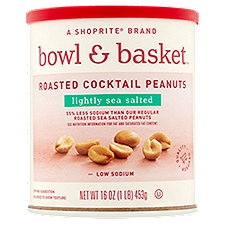 Bowl & Basket Low Sodium Lightly Sea Salted Roasted, Cocktail Peanuts, 16 Ounce