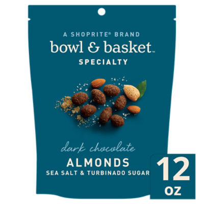 Bowl & Basket Specialty Sea Salt & Turbinado Sugar Dark Chocolate Almonds, 12 oz