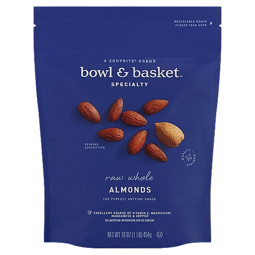 Bowl & Basket Specialty Raw Whole Almonds, 16 oz