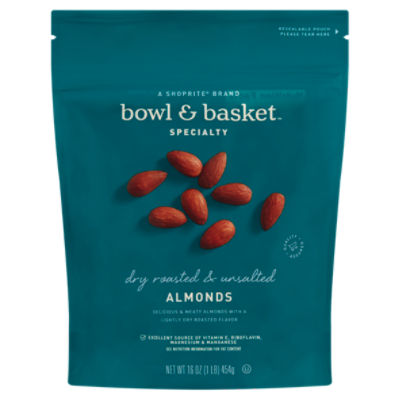 Bowl & Basket Specialty Dry Roasted & Unsalted Almonds, 16 oz, 16 Ounce