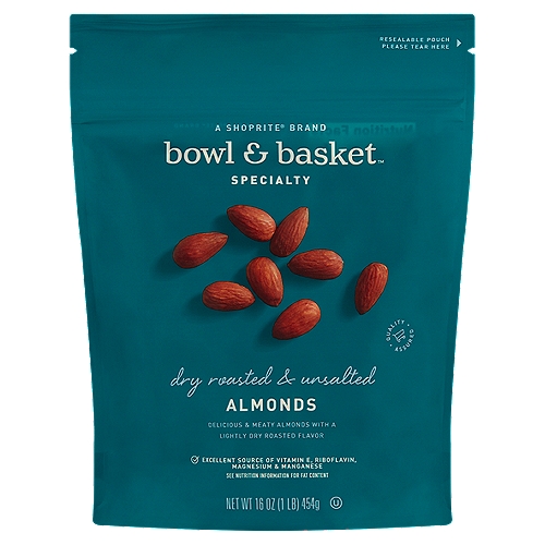 Bowl & Basket Specialty Dry Roasted & Unsalted Almonds, 16 oz
Delicious & Meaty Almonds with a Lightly Dry Roasted Flavor