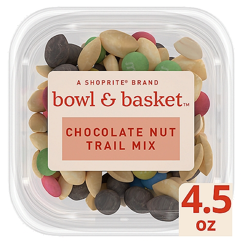 Bowl & Basket Chocolate Nut Trail Mix, 4.5 oz
Jumbo Peanuts, M&M's® Milk Chocolate Candies, Jumbo Raisins & Sunflower Kernels