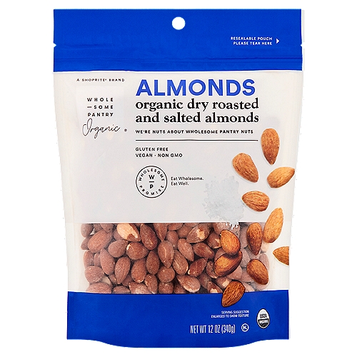 Wholesome Pantry Organic Dry Roasted and Salted Almonds, 12 oz