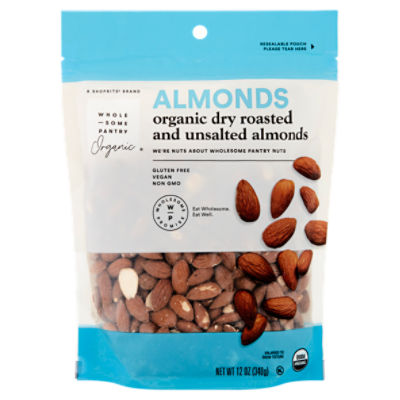 Wholesome Pantry Organic Dry Roasted and Unsalted Almonds, 12 oz