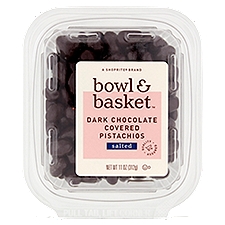 Bowl & Basket Salted, Dark Chocolate Covered Pistachios, 11 Ounce