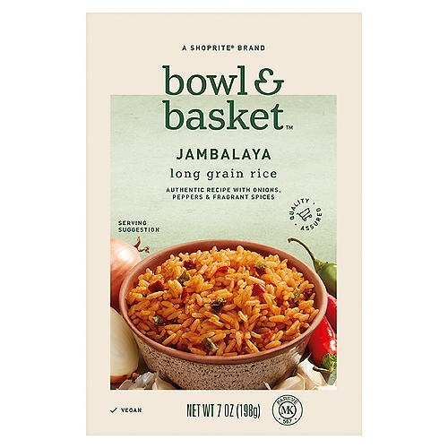 Bowl & Basket Jambalaya Long Grain Rice, 7 oz
Authentic Recipe with Onions, Peppers & Fragrant Spices