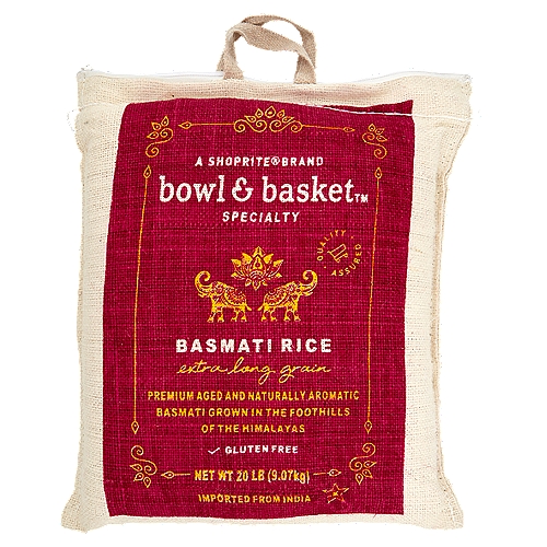 Bowl & Basket Specialty Extra Long Grain Basmati Rice, 20 lb
Premium Aged and Naturally Aromatic Basmati Grown Rice in the Foothills of the Himalayas