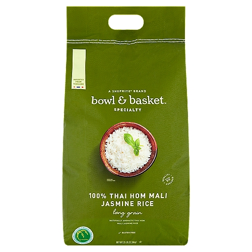 Bowl & Basket Specialty Long Grain 100% Thai Hom Mali Jasmine Rice, 25 lb