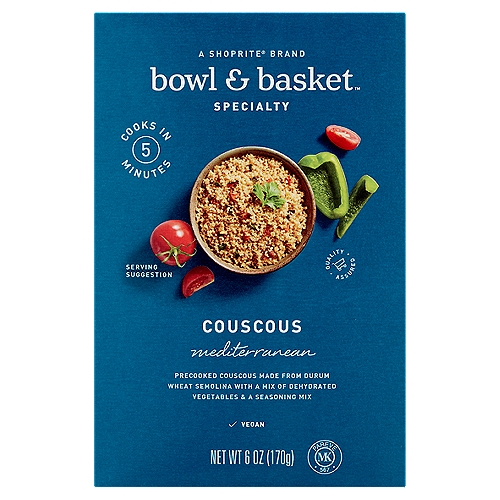 Precooked Couscous Made from Durum Wheat Semolina with a Mix of Dehydrated Vegetables & a Seasoning Mix