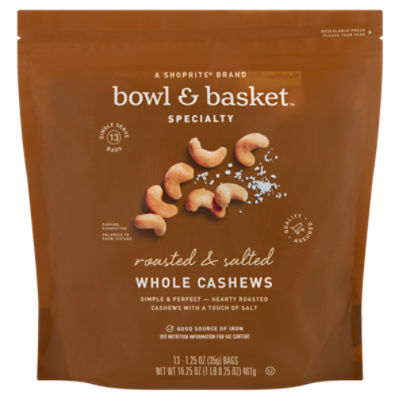 Bowl & Basket Specialty Roasted & Salted Whole Cashews, 1.25 oz, 13 count ShopRite