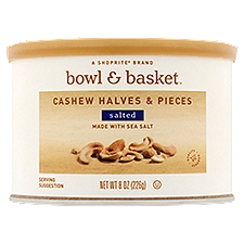 Bowl & Basket Salted Cashew Halves & Pieces, 8 oz, 8 Ounce