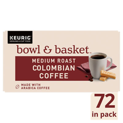 Bowl & Basket Medium Roast Colombian Coffee K-Cup Pods, 0.31 oz, 72 count, 22.6 Ounce