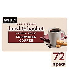 Bowl & Basket Medium Roast Colombian Coffee K-Cup Pods, 0.31 oz, 72 count