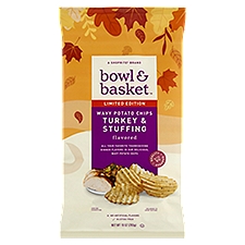 Bowl & Basket Turkey & Stuffing Flavored Wavy Potato Chips Limited Edition, 10 oz