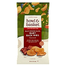 Bowl & Basket Wavy Potato Chips, Baby Back Ribs Flavored, 10 Ounce