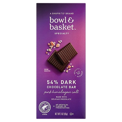 Bowl & Basket Specialty Pink Himalayan Salt 54% Dark Chocolate Bar, 3 oz