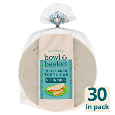 Bowl & Basket 5.5 Inches White Corn Tortillas, 30 count, 25 oz, 25 Ounce