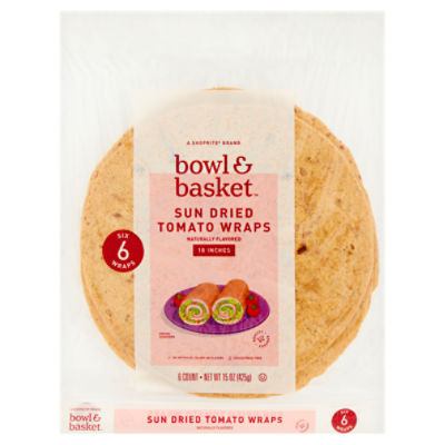 Bowl & Basket Sun Dried Tomato Wraps, 10 inches, 6 count, 15 oz
