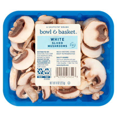 Bowl & Basket Bowl & Basket White Sliced Mushrooms, 8 oz, 8 Ounce 