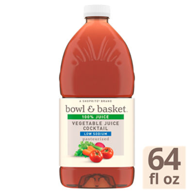 Bowl & Basket Low Sodium Vegetable 100% Juice Cocktail, 64 fl oz, 64 Fluid ounce