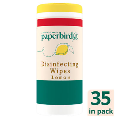 Paperbird Lemon Disinfecting Wipes, 35 count, 8.8 oz