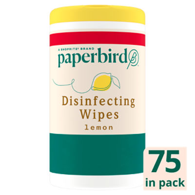 Paperbird Lemon Disinfecting Wipes, 75 count, 1 lb 2.8 oz