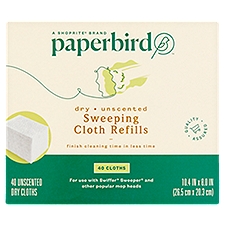Paperbird Dry Unscented, Sweeping Cloth Refills, 40 Each