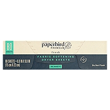 Paperbird Premium Fresh Fabric Softening Dryer Sheets, 80 count, 80 Each