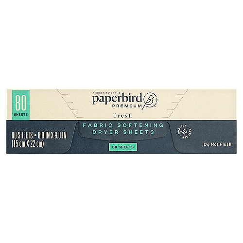 Paperbird Premium Fresh Fabric Softening Dryer Sheets, 80 count