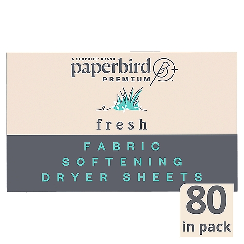 Paperbird Premium Fresh Fabric Softening Dryer Sheets, 80 count