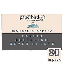 Paperbird Premium Mountain Breeze Fabric Softening Dryer Sheets, 80 count, 80 Each