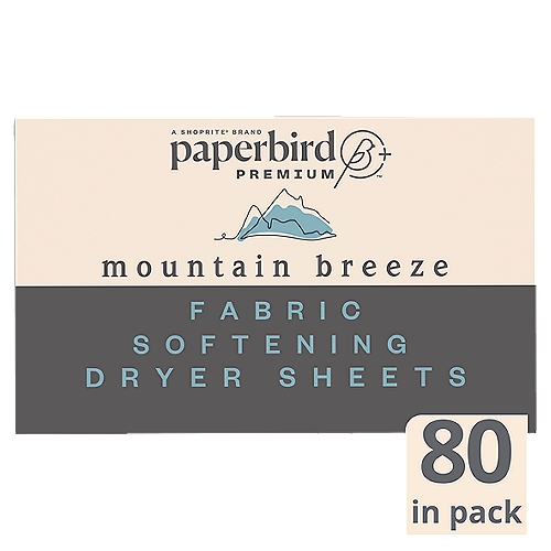Paperbird Premium Mountain Breeze Fabric Softening Dryer Sheets, 80 count
