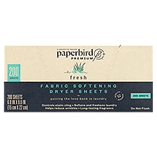 Paperbird Premium Fresh Fabric Softening Dryer Sheets, 200 Each