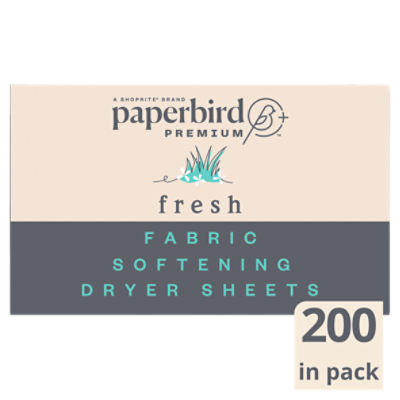 Paperbird Premium Fresh Fabric Softening Dryer Sheets, 200 count