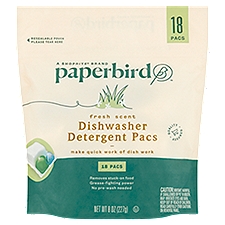 Paperbird Fresh Scent Dishwasher Detergent Pacs, 18 count, 8 oz