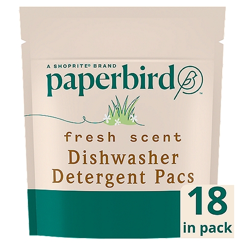 Paperbird Fresh Scent Dishwasher Detergent Pacs, 18 count, 8 oz