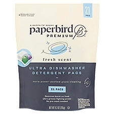 Paperbird Premium Fresh Scent Ultra Dishwasher Detergent Pacs, 21 count, 9.3 oz